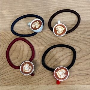 Coffee Cup Hair Ties - Set of 4